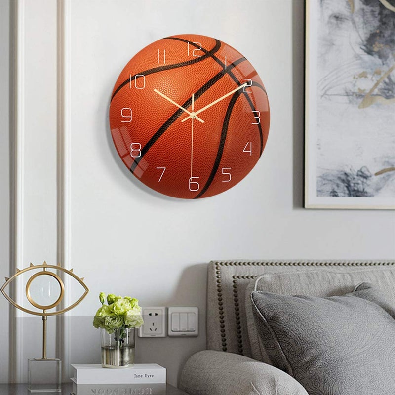 Valentoria Back To School Supplies Basketball Football Soccer Golf Baseball Tennis Wall Clock Bedroom Livingroom Birthday Chritmas Gifts Present for Kids Son Boys Baby Child NBA Basketball MLB Fans (Basketball) - Image 4